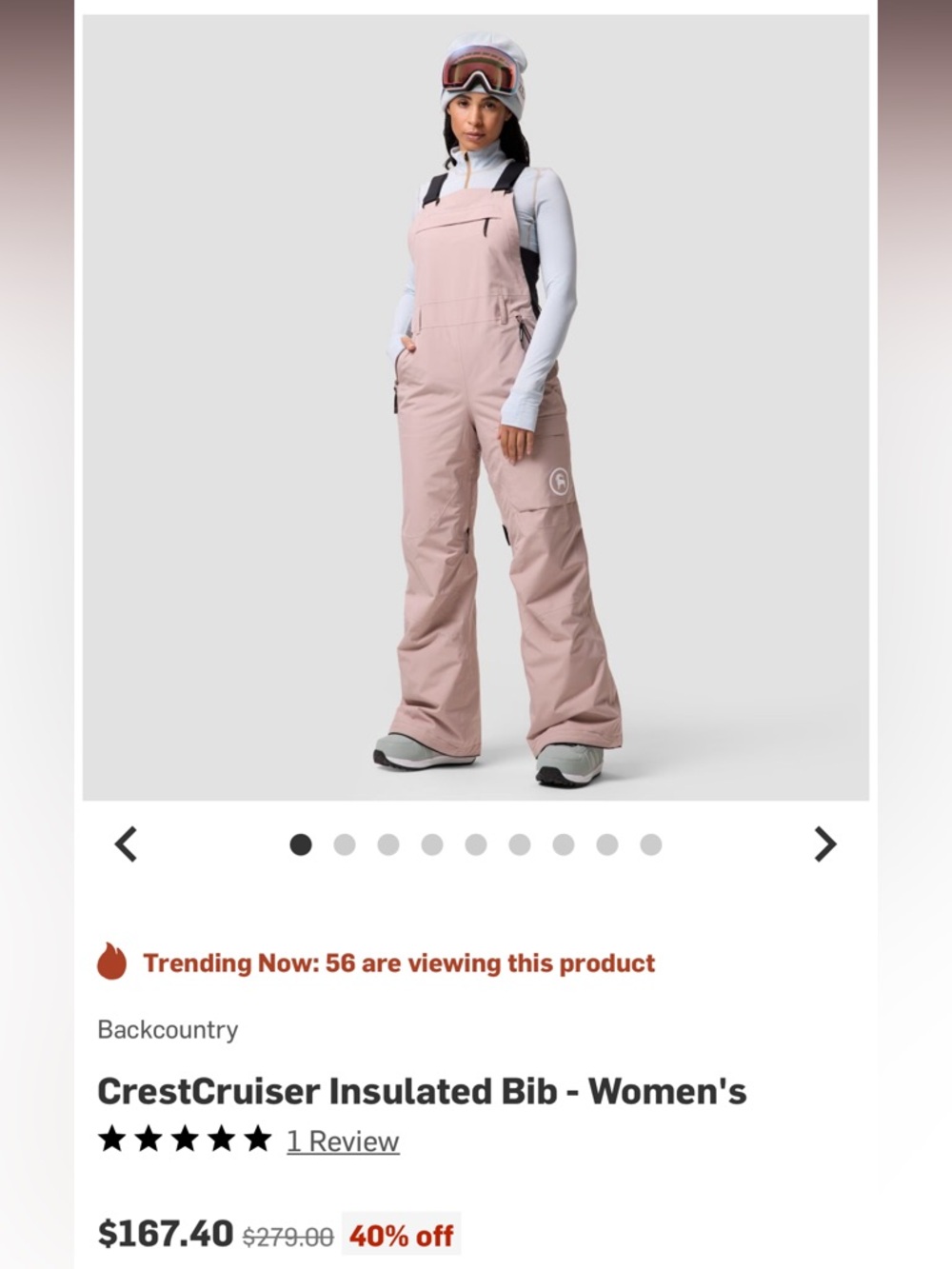 Backcountry Light Mauve Cargo Snow Pants with Suspenders